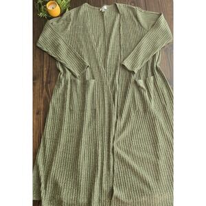 LuLaRoe Sarah Duster Women's XL Cardigan Heathered Olive Green